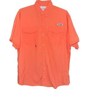 Men’s Columbia PFG Orange Omni Shade Shirt Size M EUC collared wick away
